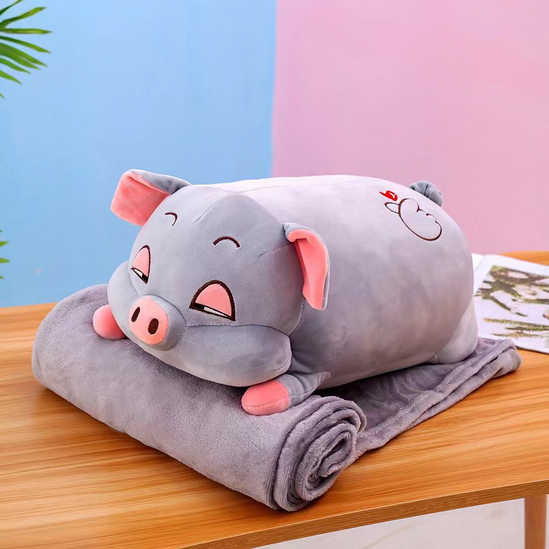 누워있는 돼지 그레이 50cm