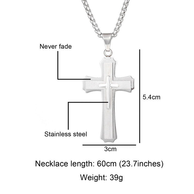 37g Weight Hip-Hop Cross 304 Stainless Steel Plating Men'S