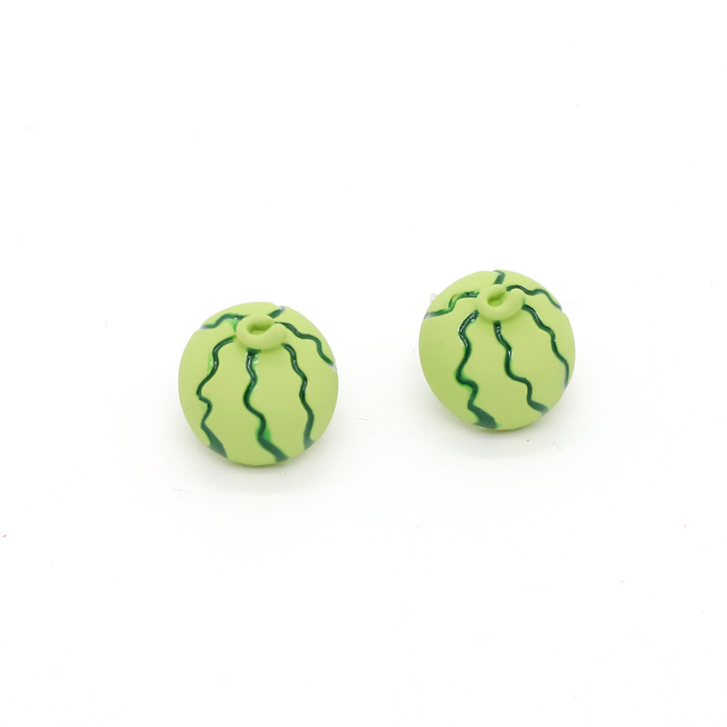 Korean trend cute acrylic resin three-dimensional watermelon strawberry small earrings