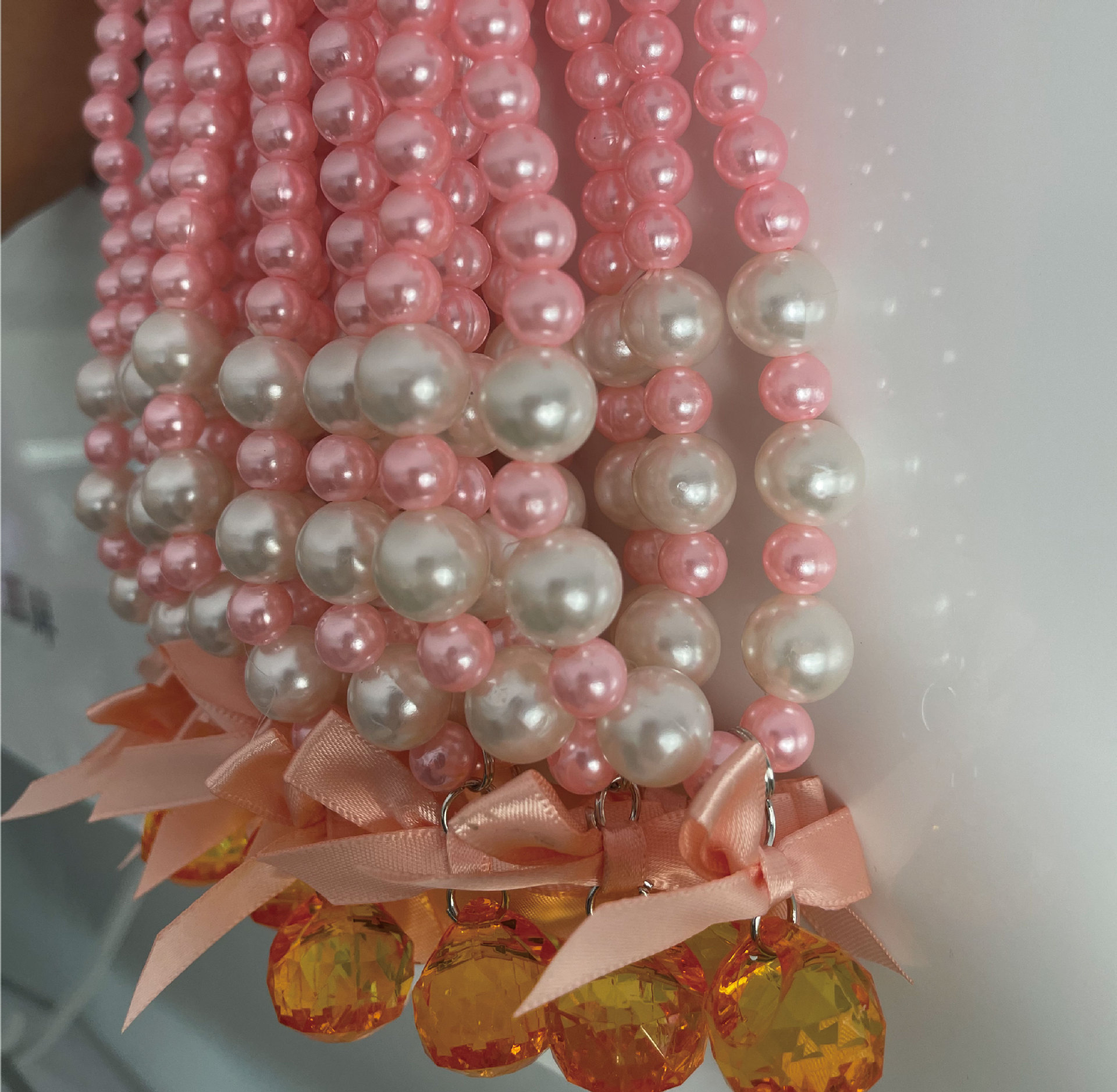 橘色地球珠项链-04