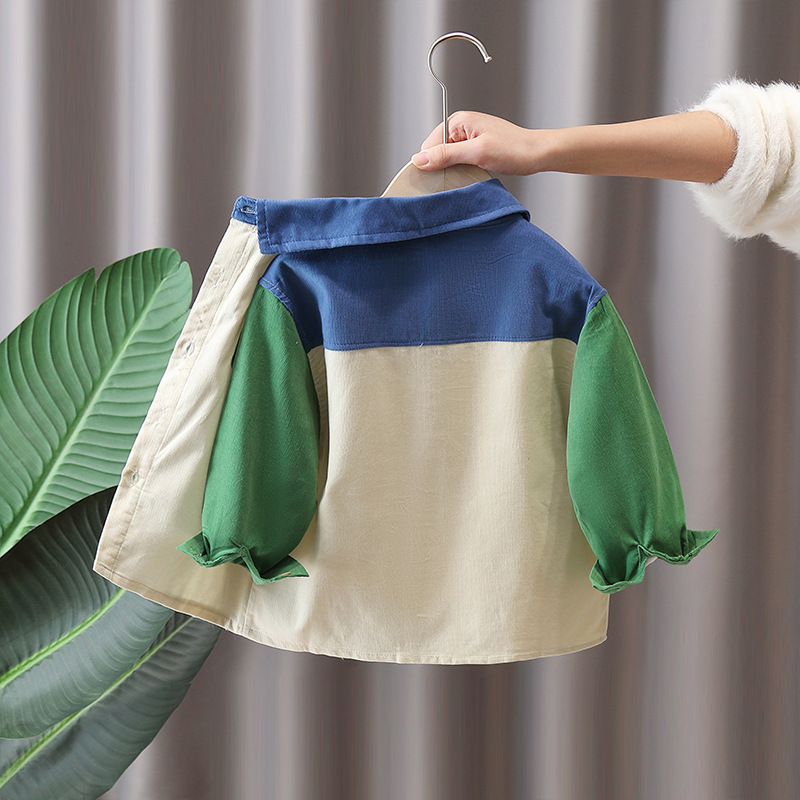 7645 ropa para niños camisa a juego de colores para niños 2025 nueva ropa de primavera y otoño chaqueta fina para niños primavera camisa de manga larga primavera