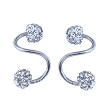 满钻S陶泥带钻耳钉香巴拉满钻耳骨钉唇钉人体穿刺饰品不锈钢耳钉