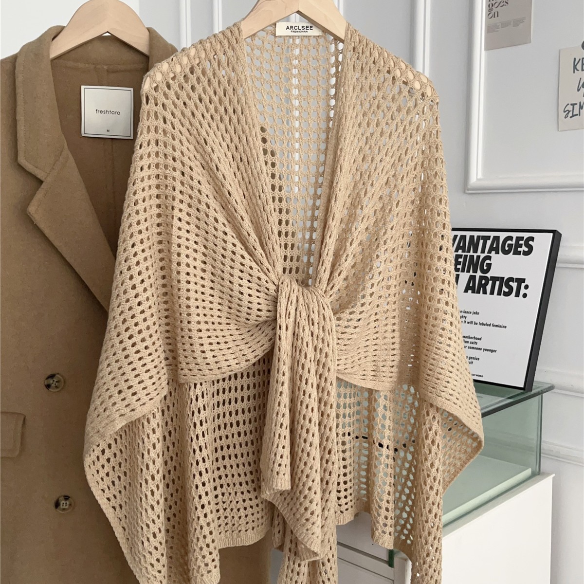 Solid Colour Knit Cardigan Shawl For Women Elegant Spring Capelet_voghion.com