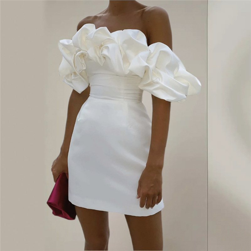 Manufacturer's New Foreign Trade Women's Clothing Amazon European and American Style Three-Dimensional Bubble Collar Slim Party Dress Evening Dress