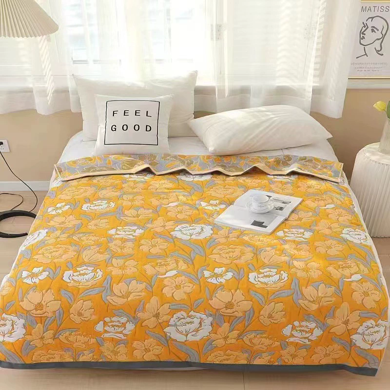 Полотенце-плед из полиэстера и хлопка, из стираного хлопка, комфортное и толстое, подходит для всех сезонов, доступно в односпальных и двуспальных размерах, можно стирать.