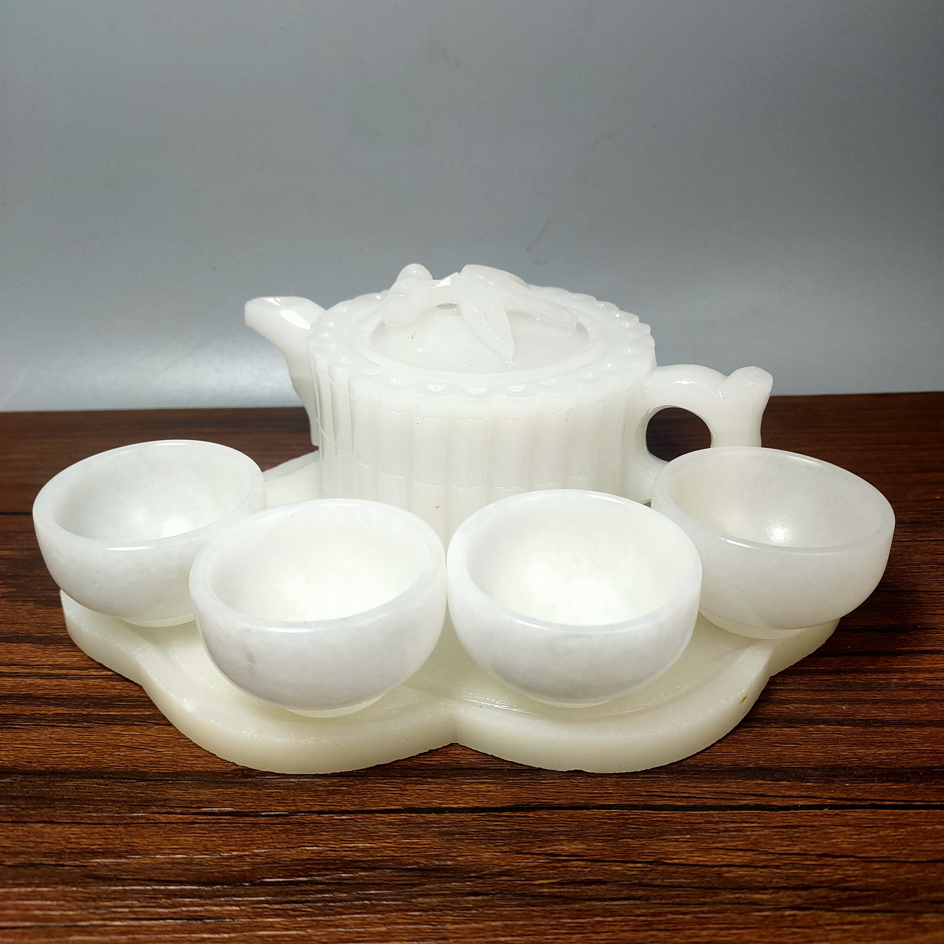 天然白玉 阿富汗玉石 玉壶茶具 茶壶酒具摆件 高档茶杯套装 礼品