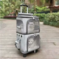 Коробка для домашних животных, сумка для кошек, портативный двухслойный складной чемодан для двух кошек, дышащая коляска для собак