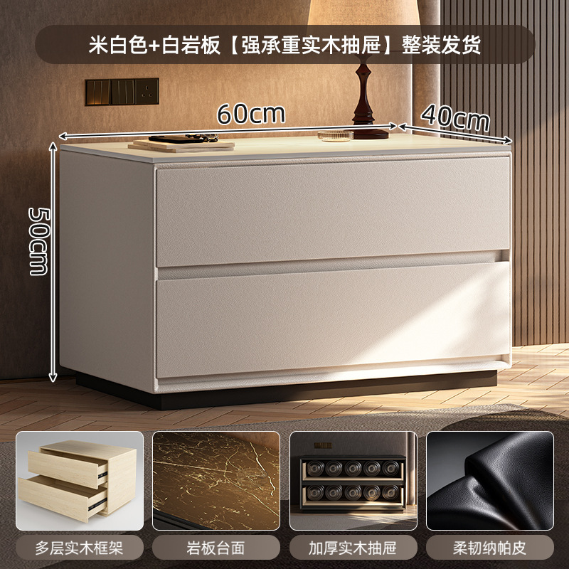 Armario de almacenamiento de mesita de noche todo en uno 2025 nuevo armario de almacenamiento de dormitorio doméstico de gran tamaño armario italiano de madera maciza de lujo ligero