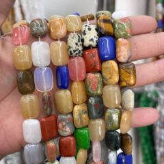 8x12天然石水晶玛瑙长方形扁珠DIY手链项链饰品配件半成品批发