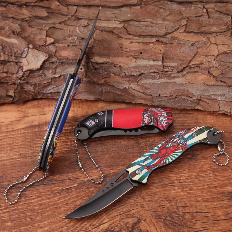 迷你手把肉小刀便攜水果刀鋒利削果皮摺疊刀戶外露營隨身小刀批發