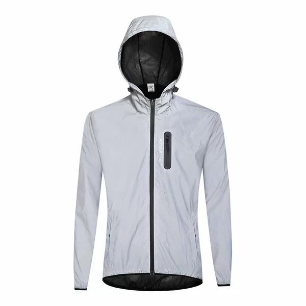 Wosawe Men's and Women's Mountaineering Windproof and Rainproof Jacket Cycling Full Reflective Hooded Jacket Night Running Windbreaker Jacket