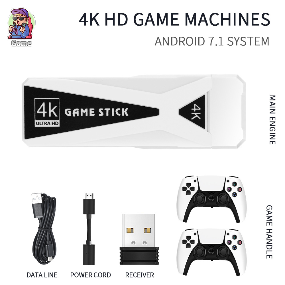 Cross-border new Android dual system 4K HD TV game console with set-top box function 2.4g wireless handle