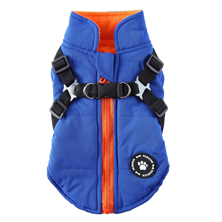 Ropa vendedora caliente transfronteriza para perros Teddy chaqueta de cubo francés correa para el pecho ropa de algodón acolchado cremallera de estilo británico ropa de invierno para mascotas