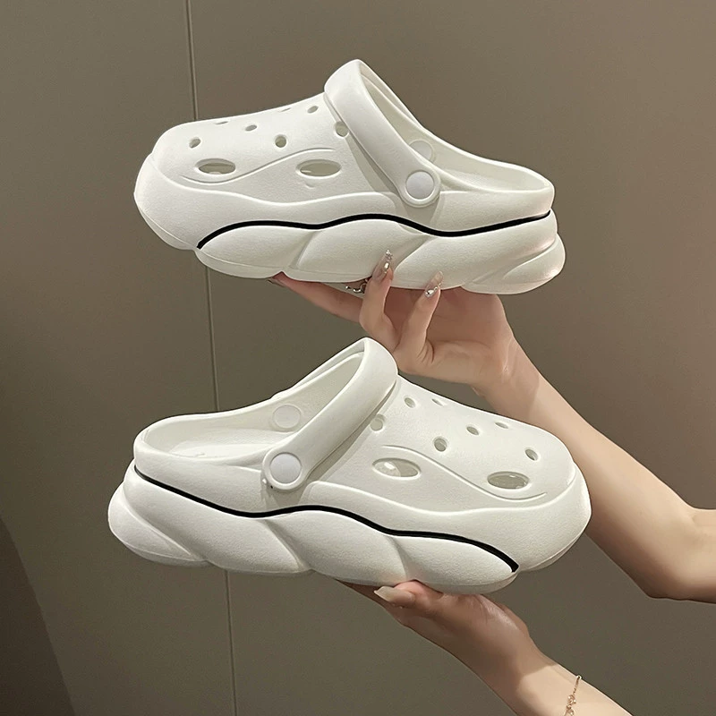 Платформенные сабо в стиле Crocs, съёмные мультяшные украшения, ультра‑мягкие, противоскользящие, с подъёмом (жен.)