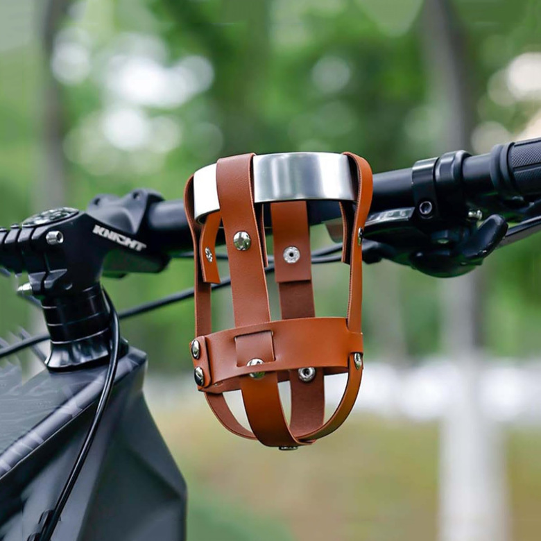 アウトドア自転車水筒ホルダー革カップセット自転車アルミ合金コーヒーカップ棚カップセットミルクティーカップホルダー|undefined