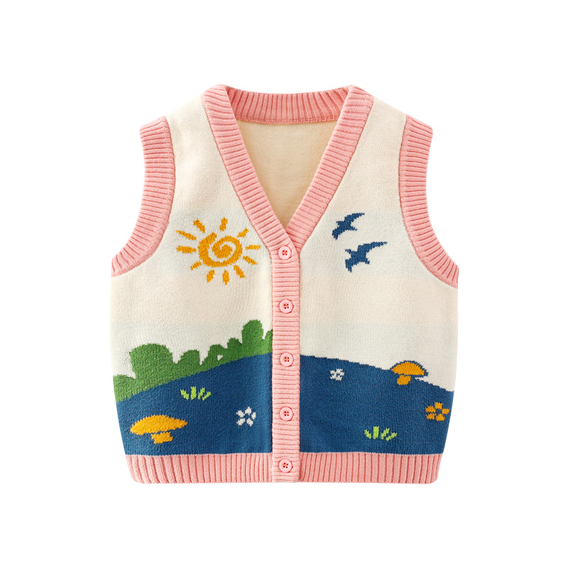 Babu Yutian estilo clase A de punto bebé chaleco primavera y otoño de los niños de dibujos animados chaleco cardigan de punto suéter del bebé