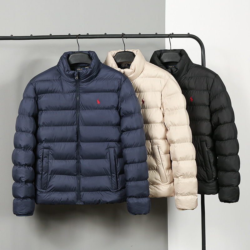 2026 Cross-Border Rl Lauren Foreign Trade New Men's Ribbed Cotton Jacket Winter Coat Trendy Stand Collar Warm Jacket