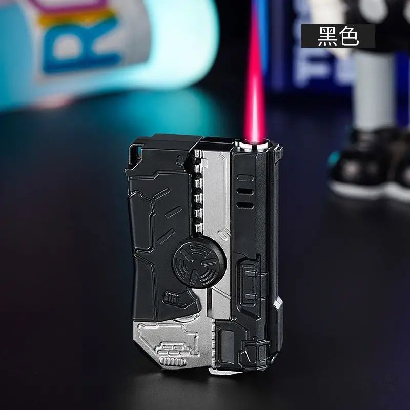 Nueva punta de dedo plegable giroscopio pistola encendedor novio celebridad de Internet inflable a prueba de viento rotación creativa descompresión personalidad image 7