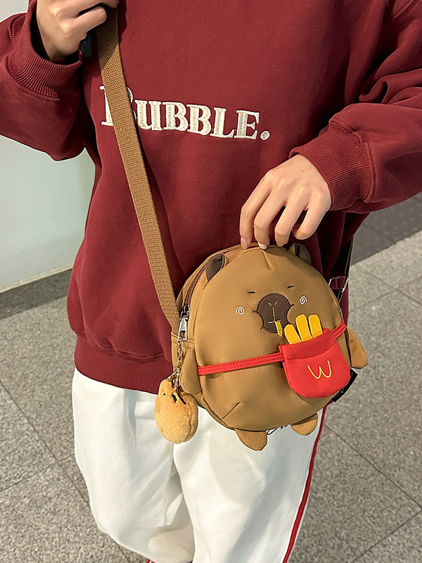 カピバラ クロスボディバッグ レディース 多用途 携帯電話バッグ 2025 新しいかわいいカピバラ 旅行 通勤 軽量 ショルダーバッグ|undefined