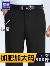罗蒙羊毛西裤男中老年人加肥加大码秋冬爸爸宽松直筒裤男士西装裤