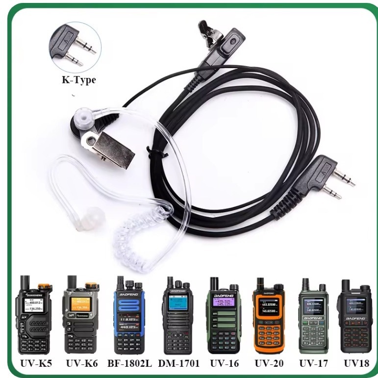 Baofeng walkie-talkie Auriculares auriculares conducto de aire auriculares de alambre grueso K cabeza M cabeza adecuada para la motocicleta Jianwu UV5R