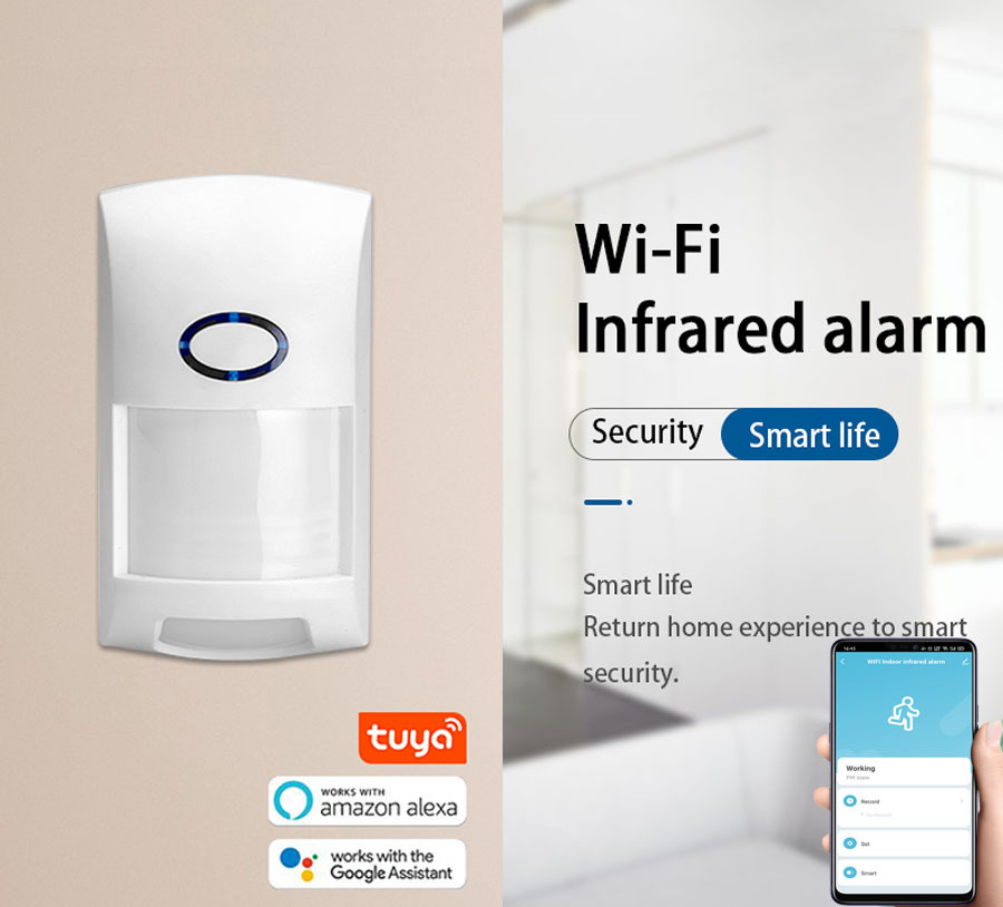 涂鸦红外tuya红外探测器涂鸦wifi红外人体探测报警器无线红外探头