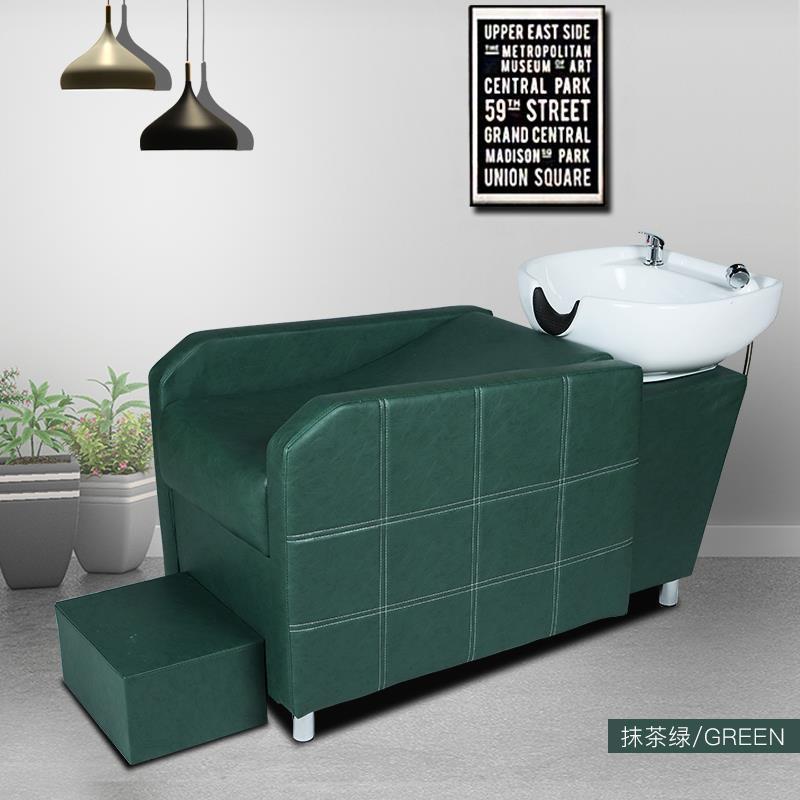 Cama de lavado de cabello para peluquería, silla de lavado de cabello para peluquería, cama de lavado de cabello semirreclinable con lavabo de cerámica, cama de lavado de cabello de cerámica para peluquería.