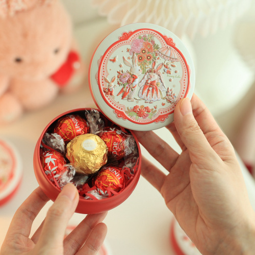Small drum-shaped can wedding candy box candy box jewelry gift tinplate box flower tea can packaging box wedding wedding