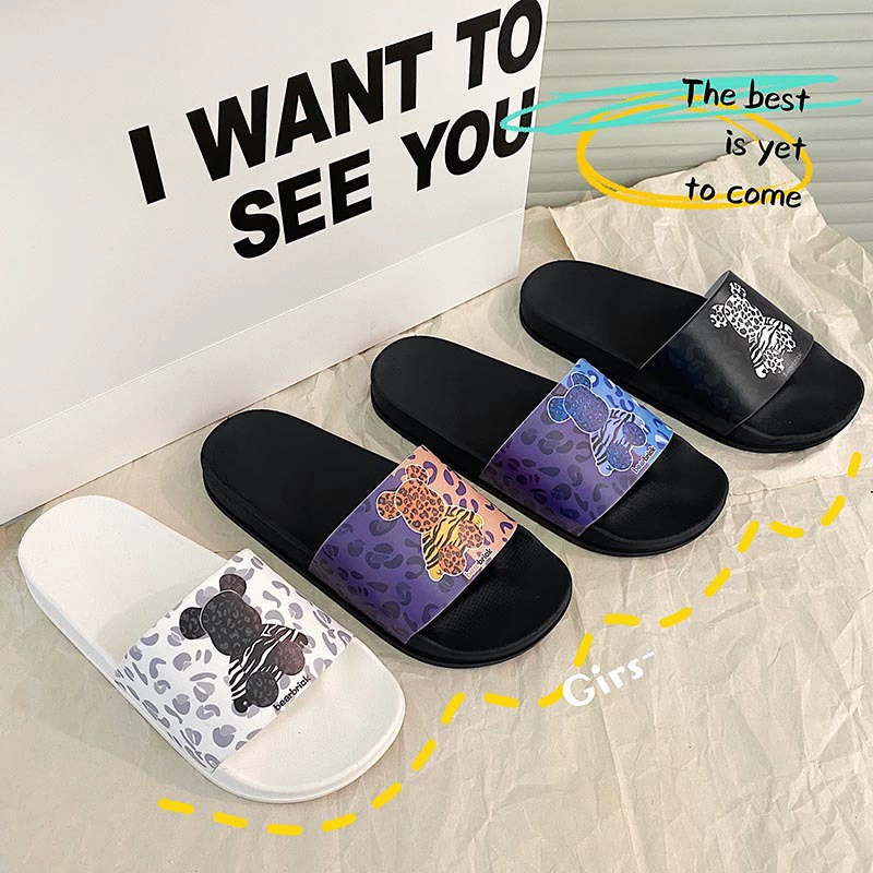 2023 Новые инсы Модные жидкие текстурированные персонализированные куклы Медведь Летние тапочки Нескользящие домашние сандалии для верхней одежды