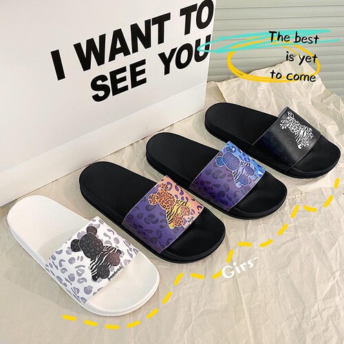  new ins trendy liquid texture personalized doll bear summer slippers non-slip indoor home sandals for outdoor wear