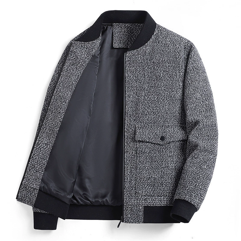 Новая модная мужская куртка воротник с вертикальным воротником весной и осенью повседневная шерстяная куртка мужской тренд повседневная комфортная теплая куртка