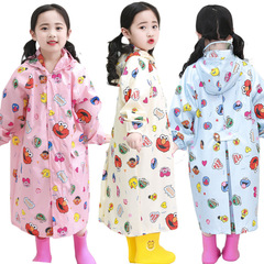Sesame Bear children's raincoat and bag zipper one-piece long poncho enlarged version