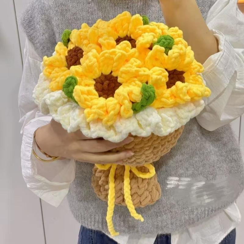 冰条线向日葵花束手工钩织手捧花编织高考礼物感恩节教师节材料包|undefined