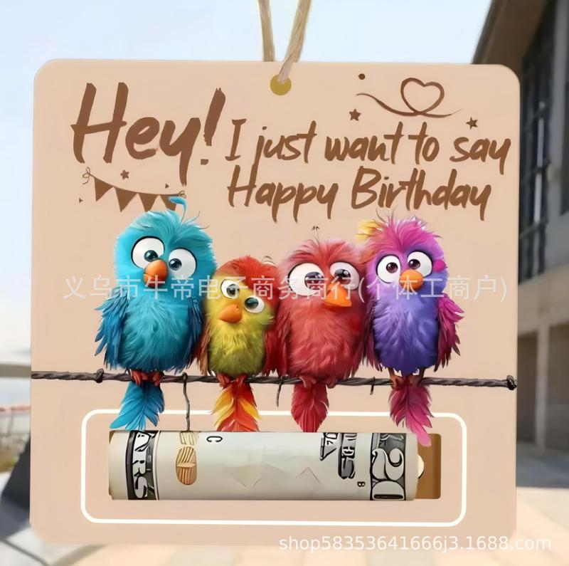 Amazon 新しい木製パーソナライズされたマネークリップ誕生日装飾鳥マネークリップギフト誕生日パーティーの装飾ペンダント|undefined