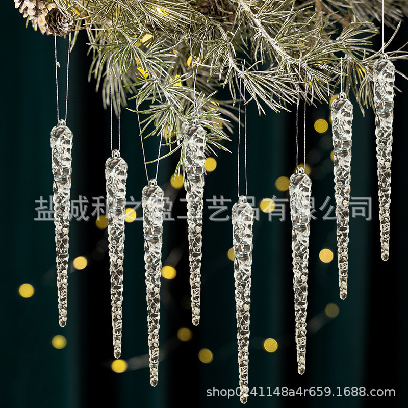 12pcs 15cmクリスマスアクリル氷柱氷柱氷山飾り結婚式クリスマスシーン装飾ストラップ|undefined