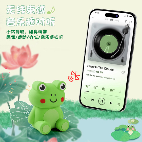 Frog Shaped Bluetooth Speaker Cute Cartoon Mini Portable Bluetooth Speaker Creative Gift Ornament Speaker