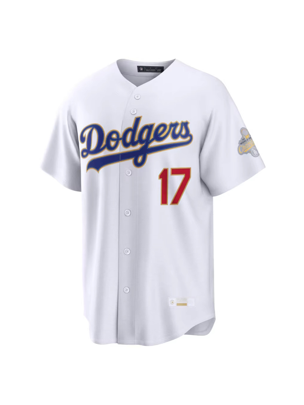 2026 new European and American MLB embroidered baseball jersey, short-sleeved Dodgers gold edition, numbers 17, 50, and 5 are in stock