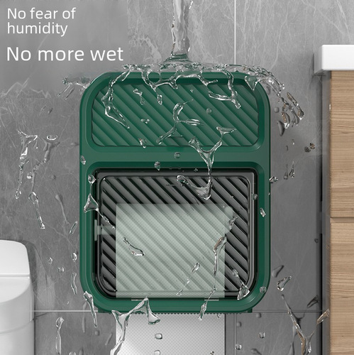 Creamy Wind Bathroom Tissue Box, Luxury Bathroom Double Layer Shelf, No-Hole Wall-Mounted Toilet Paper Holder