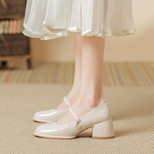 T 72967 Mary Jane Strap Chunky Heel Shoes ������ָ�Ь
