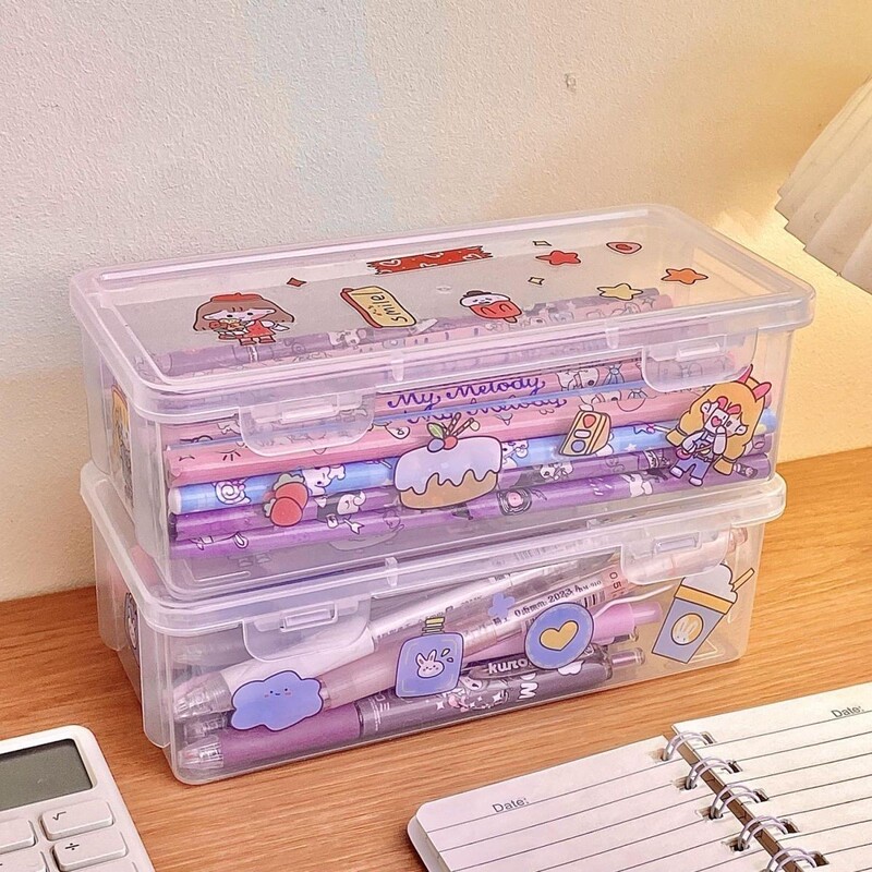 文具収納ボックス大容量透明鉛筆収納ペンホルダーパックカラー鉛クレヨンスケッチ鉛筆ケース|undefined