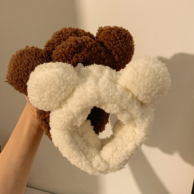 韓国版のかわいいクマのぬいぐるみヘアバンド、洗顔、フェイシャルマスク、メイクアップ、滑り止め圧力ラウンド耳ヘアバンド卸売|undefined