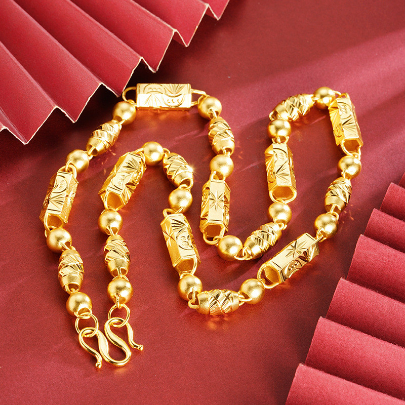 Collar de perlas huecas de flores de arroz x2693