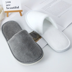 Wholesale high-end coral velvet disposable slippers with logo printing, extra thick and anti-slip, suitable for hotels, beauty salons, and other places.
