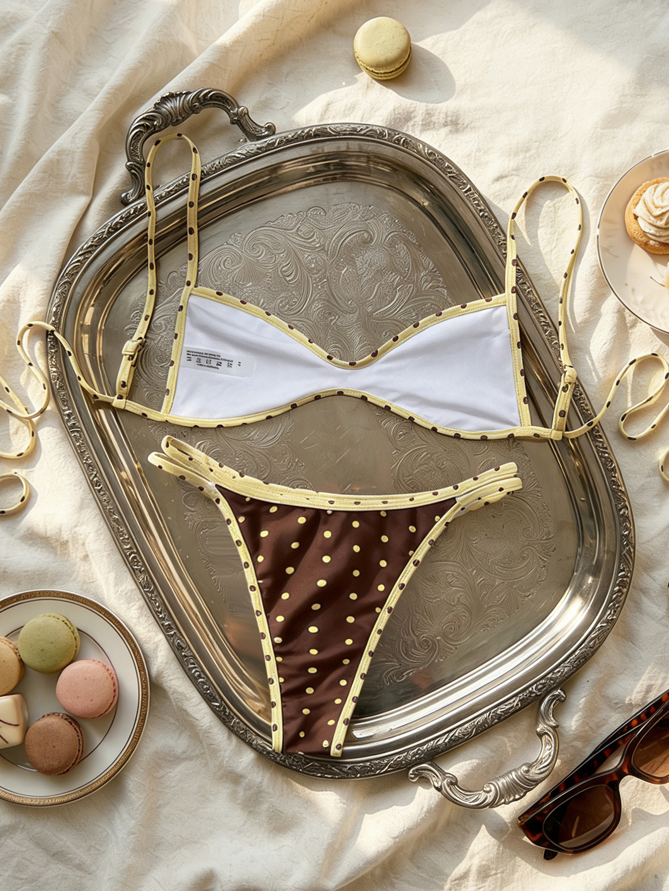 Floral Print Bikini Set, Adjustable Ties & Padded-Free Triangle Top, Low-Rise Hipster Bottoms For Women_ecoleips.com