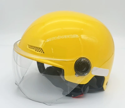 Motosiklet kaskı (dəbilqə) all seasons, electric motorcycle helmet, safety - lemon-yellow-transparent-short-glasses-lightweight-and-breathable-one-size-fits-all