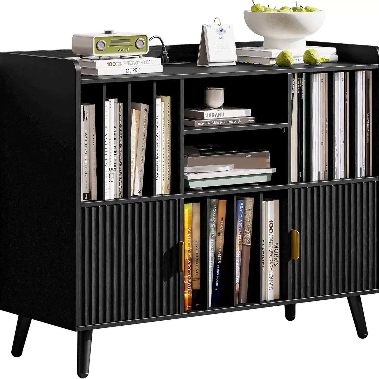 跨境专供储物书架书柜带门的书架多功能展示柜带电源插座