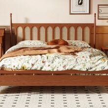 美式樱桃木床实木双人床复古风简约简约现代小户型1.5米床1.8米床