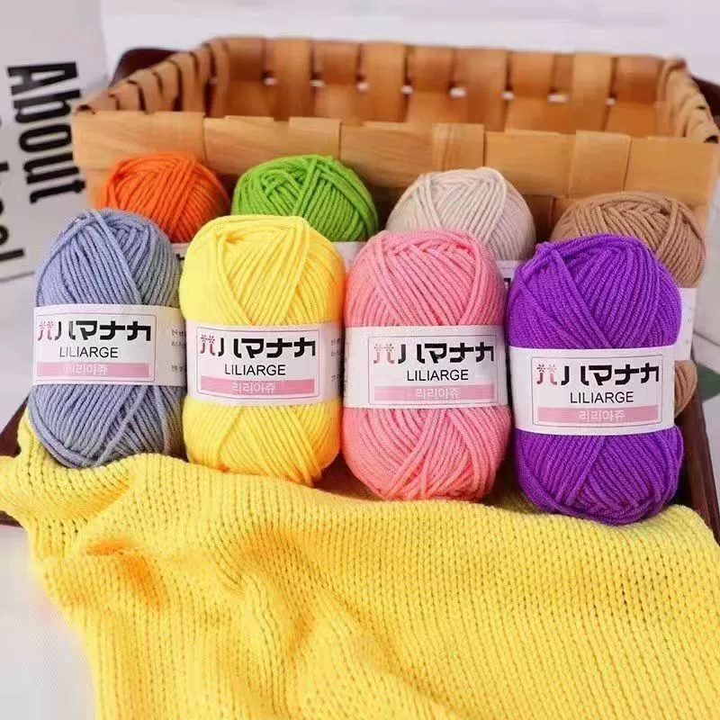 Четырехплодовная молочно- cotton пряжа, средняя толщина, ручное вязание подходит, мультицветные варианты