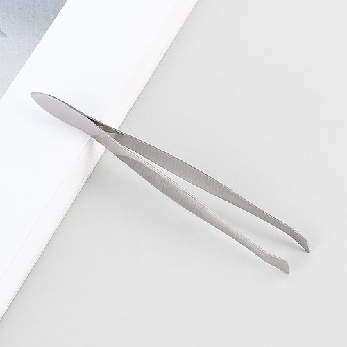 Stainless steel eyebrow clip silver plucking grafting false eyelash tweezers oblique mouth flat mouth eyelash curler eyebrow trimming tool