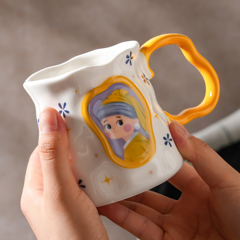創意陶磁器マグカップ女性高颜値家庭用コーヒーカップ高級精緻牛乳カップ朝食カップ|undefined